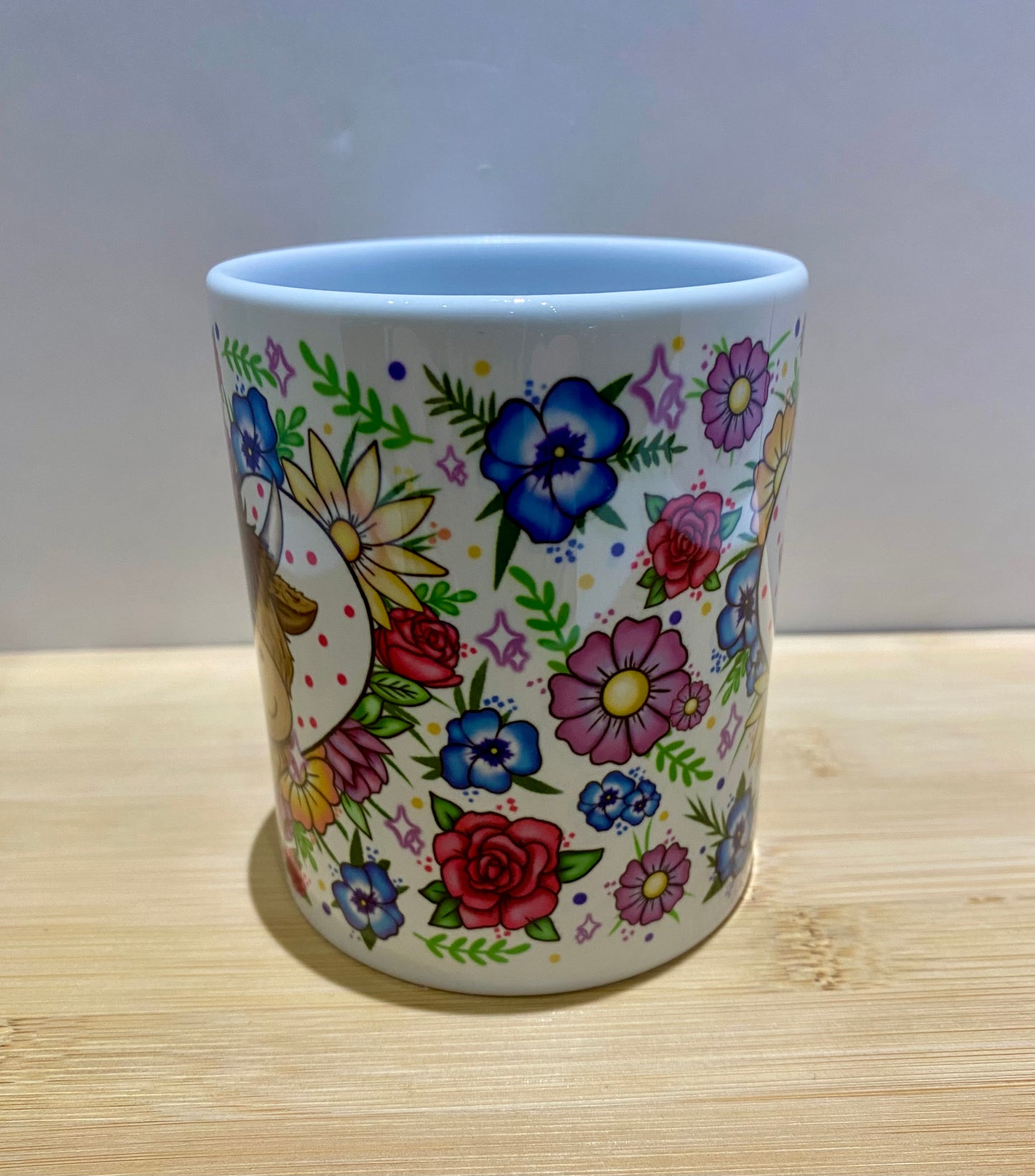Floral Heart Highland Cow Mug